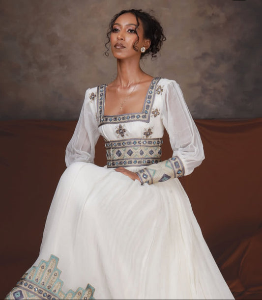 The Ethiopian Store | Sliver Cotton Ethiopian habesha Outfit Collection