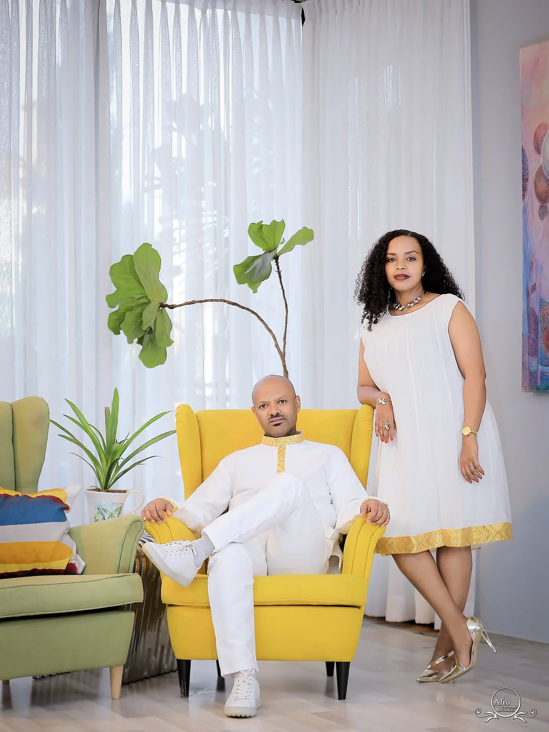 Family Habesha Set – Elegant White & Gold Ethiopian Holiday Outfits by Tsehaye Mehari