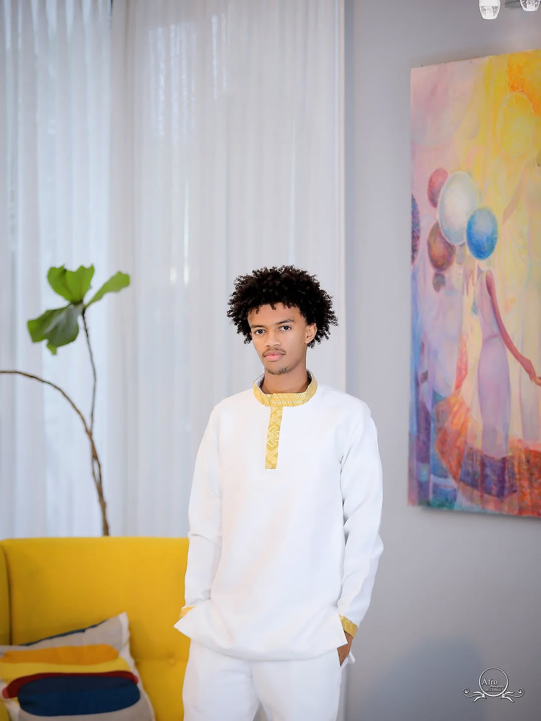 Family Habesha Set – Elegant White & Gold Ethiopian Holiday Outfits by Tsehaye Mehari