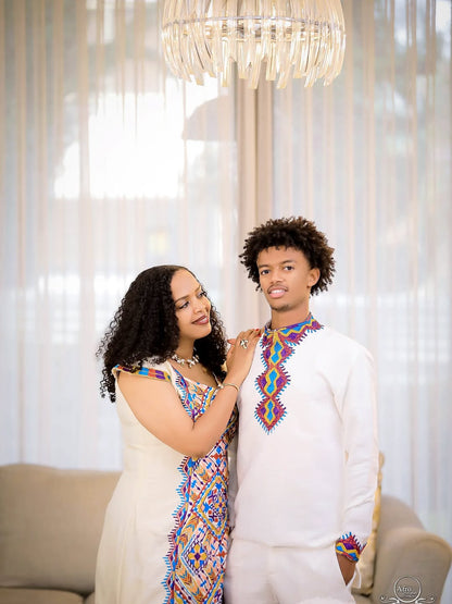Vibrant Traditional Ethiopian Wear – Family Habesha Outfit Set by Tsehaye Mehari