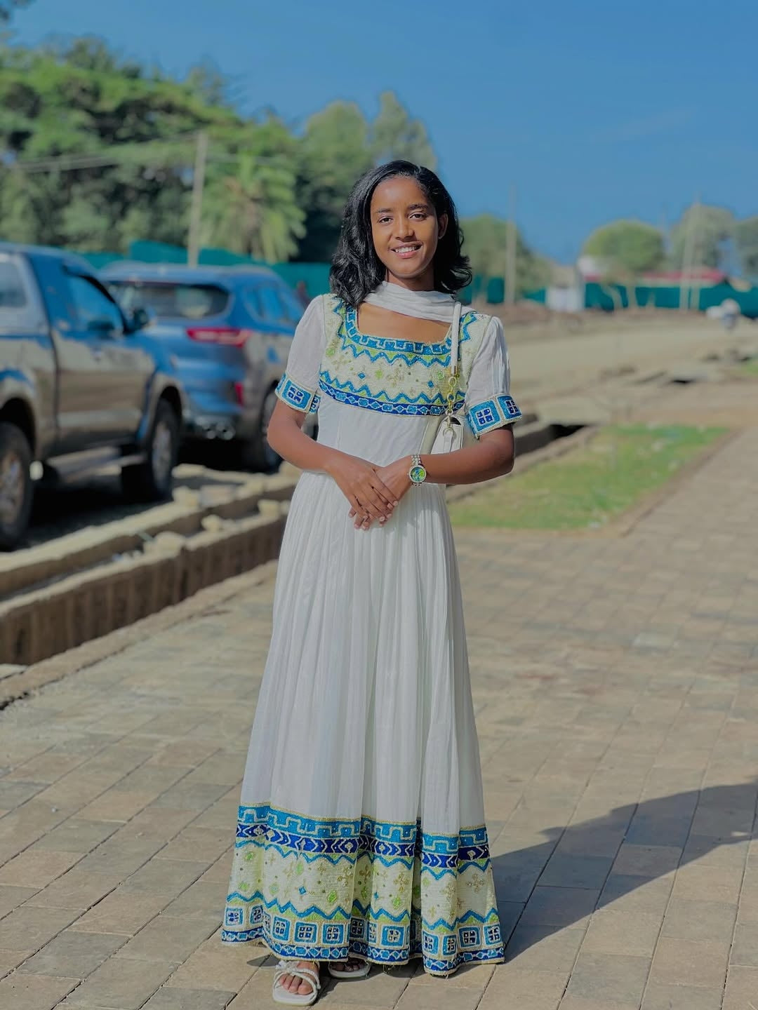 Green Ethiopian Dress – Handcrafted Traditional Habesha Outfit with Intricate Embroidery for Weddings, Festivals, and Cultural Celebrations
