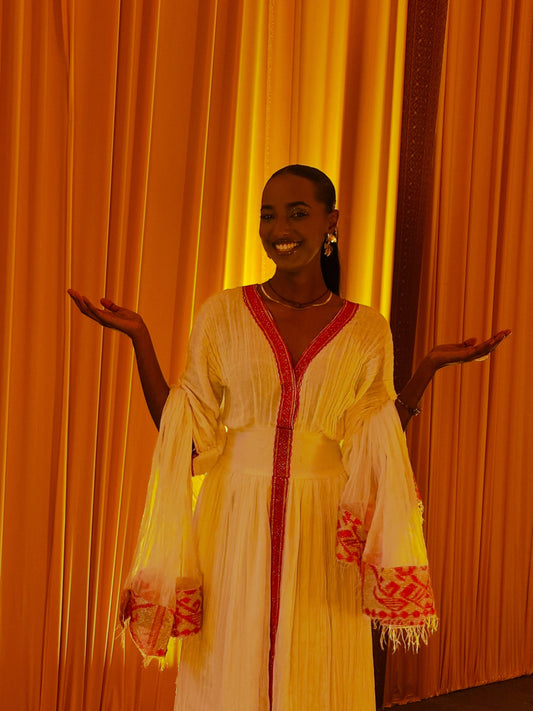 Elegant Red Ethiopian national dresses Designed for Weddings and Special Occasions