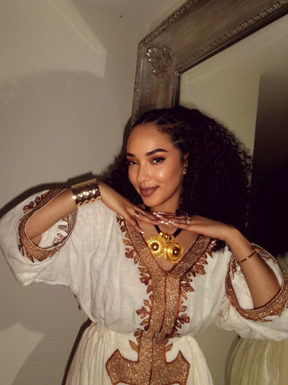 Red Ethiopian National Dresses with Traditional Habesha Embroidery – Bold Flowing Style for Cultural Festivals