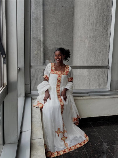 Brown Habesha Zuria – Traditional Ethiopian Dress for Cultural Events, Gatherings, and Everyday Elegance