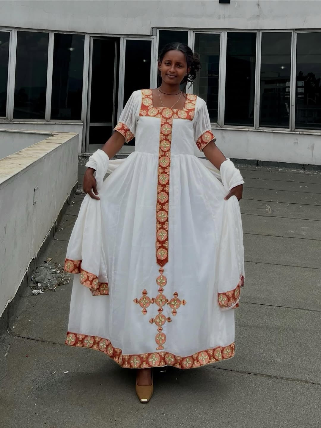 Brown Habesha Zuria – Traditional Ethiopian Dress for Cultural Events, Gatherings, and Everyday Elegance