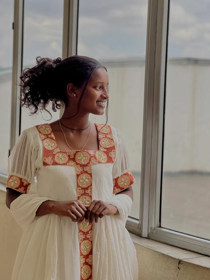Brown Habesha Zuria – Traditional Ethiopian Dress for Cultural Events, Gatherings, and Everyday Elegance