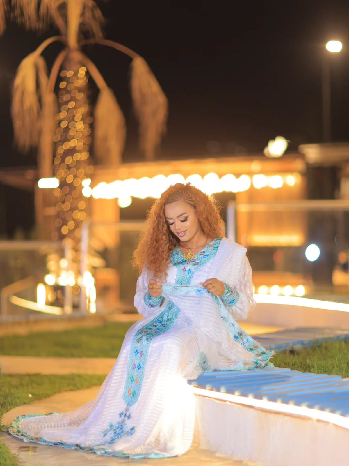 Blue Ethiopian Dress for Women with Graceful Silhouette for Engagements