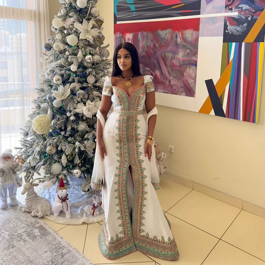 Emerald Green Ethiopian Dress – Handcrafted Luxury Habesha Kemis by ENKU Design