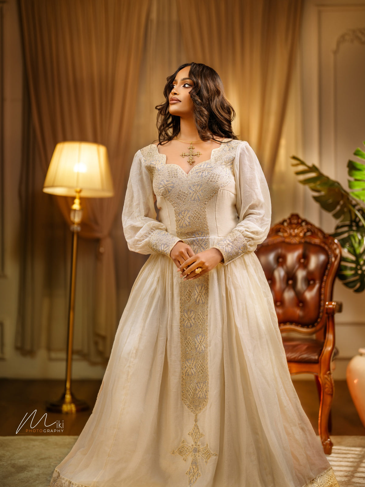 Women's White Traditional Cotton Habesha Zuria for Wedding Guests | Traditional Ethiopian Dress with Tilf Border