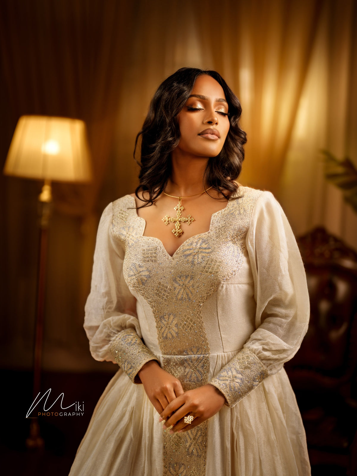 Women's White Traditional Cotton Habesha Zuria for Wedding Guests | Traditional Ethiopian Dress with Tilf Border