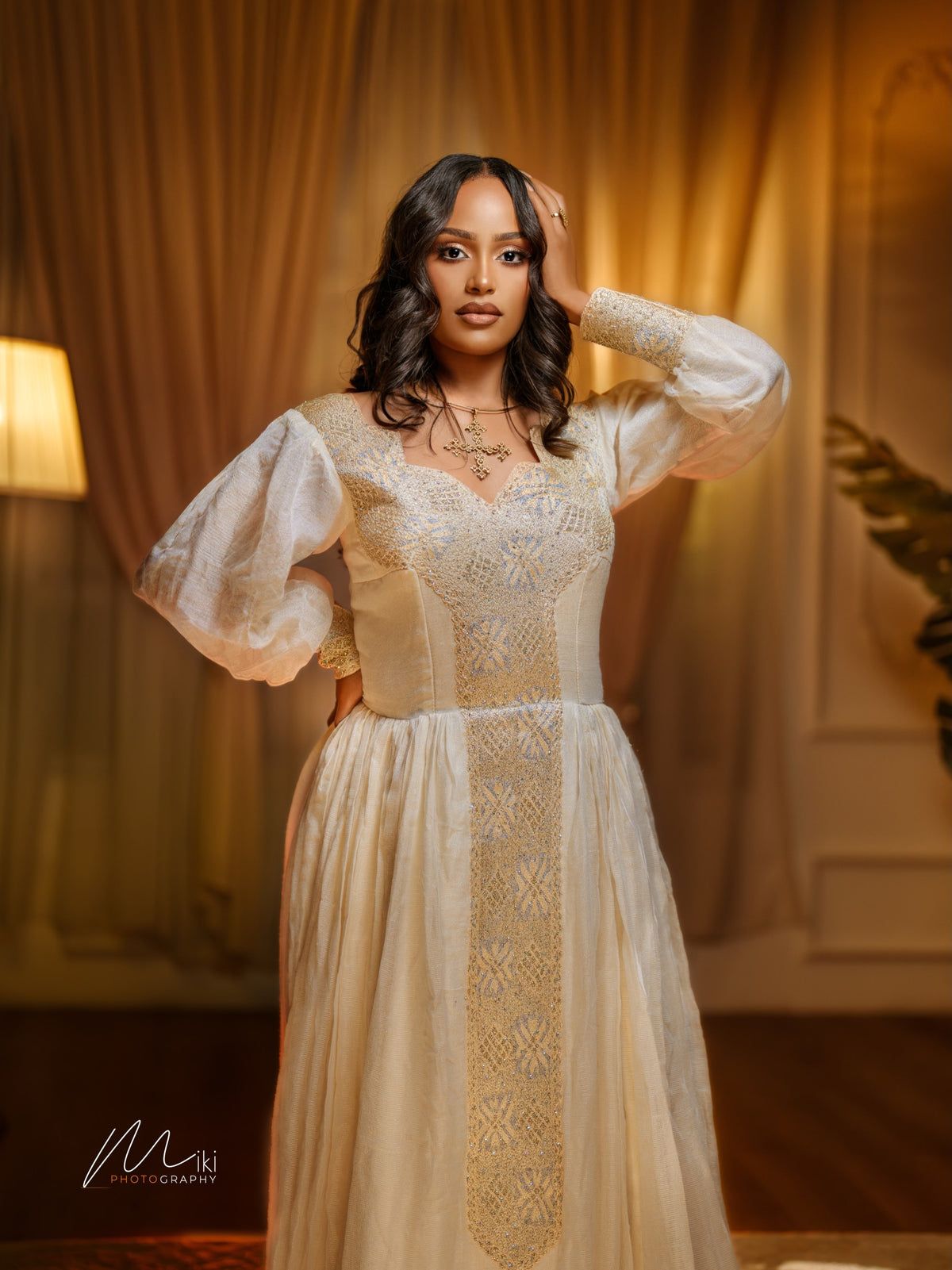 Women's White Traditional Cotton Habesha Zuria for Wedding Guests | Traditional Ethiopian Dress with Tilf Border