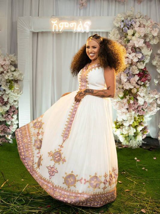 The Ethiopian Store | Elegant White Habesha  Wedding Dress