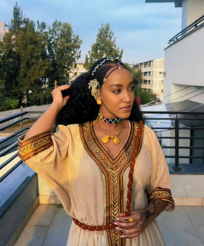 Red Ethiopian Dress for Women with Graceful Silhouette for Holiday Parties