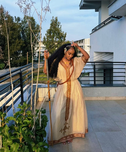 Red Ethiopian Dress for Women with Graceful Silhouette for Holiday Parties