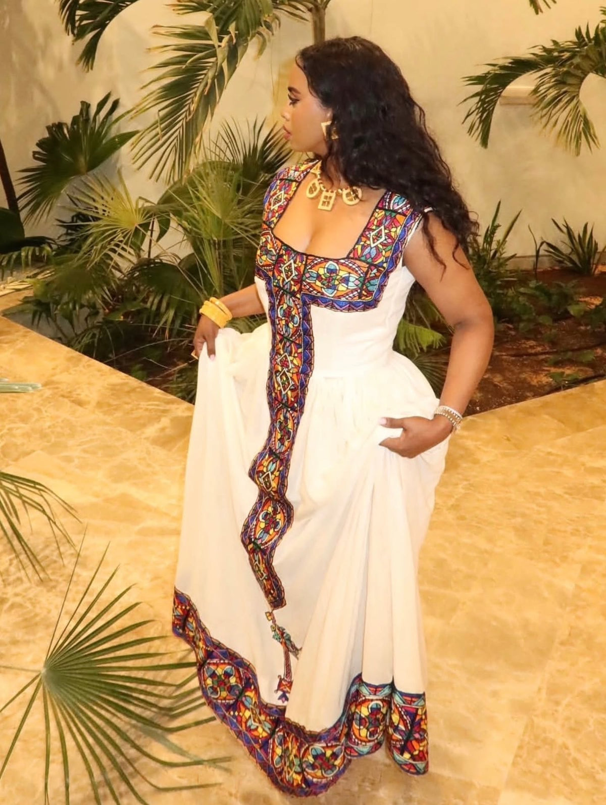 Women's Purple Traditional Cotton Habesha Zuria for Timkat | Traditional Ethiopian Dress with Tilf Border