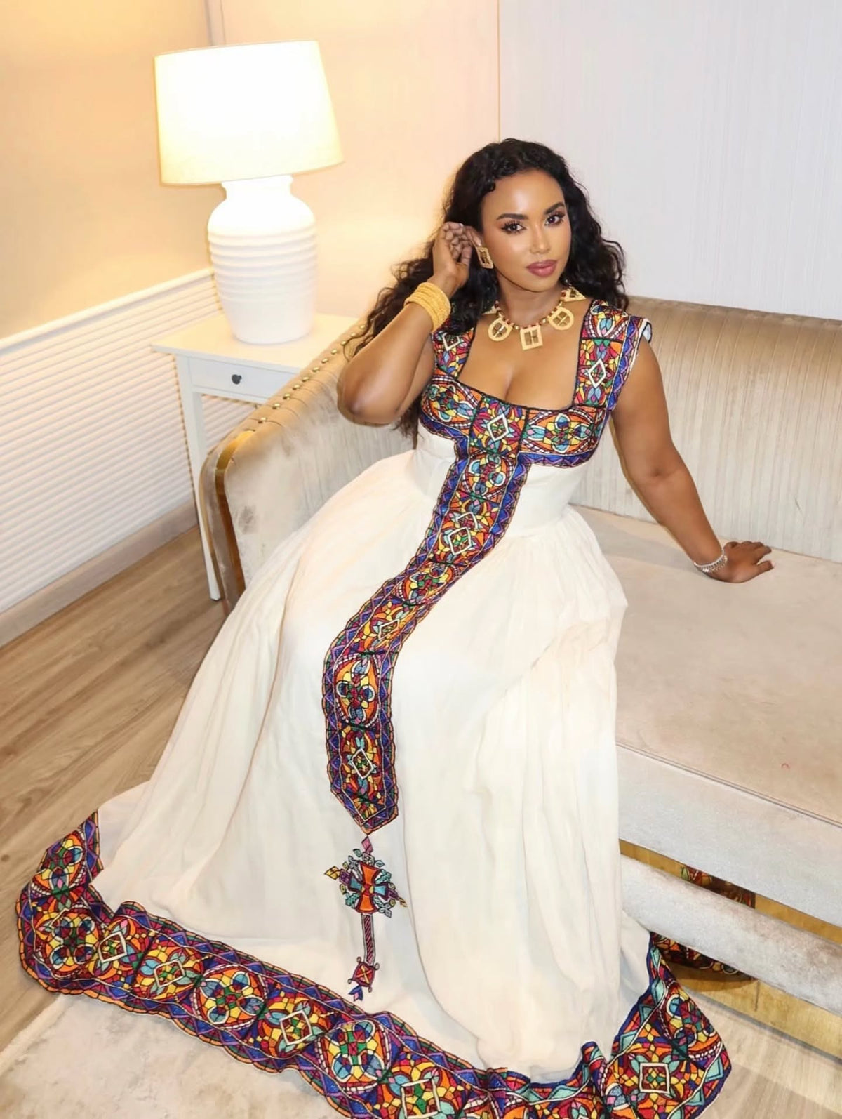 Women's Purple Traditional Cotton Habesha Zuria for Timkat | Traditional Ethiopian Dress with Tilf Border