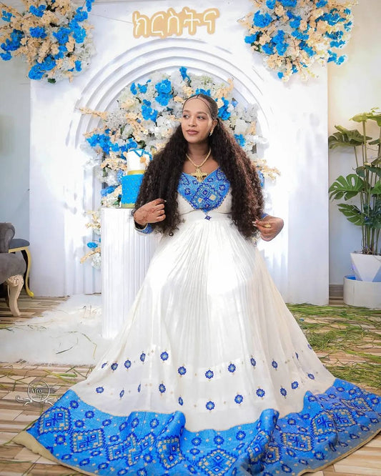 The Ethiopian Store | Blue Cultural Habesha Dress for Women Online