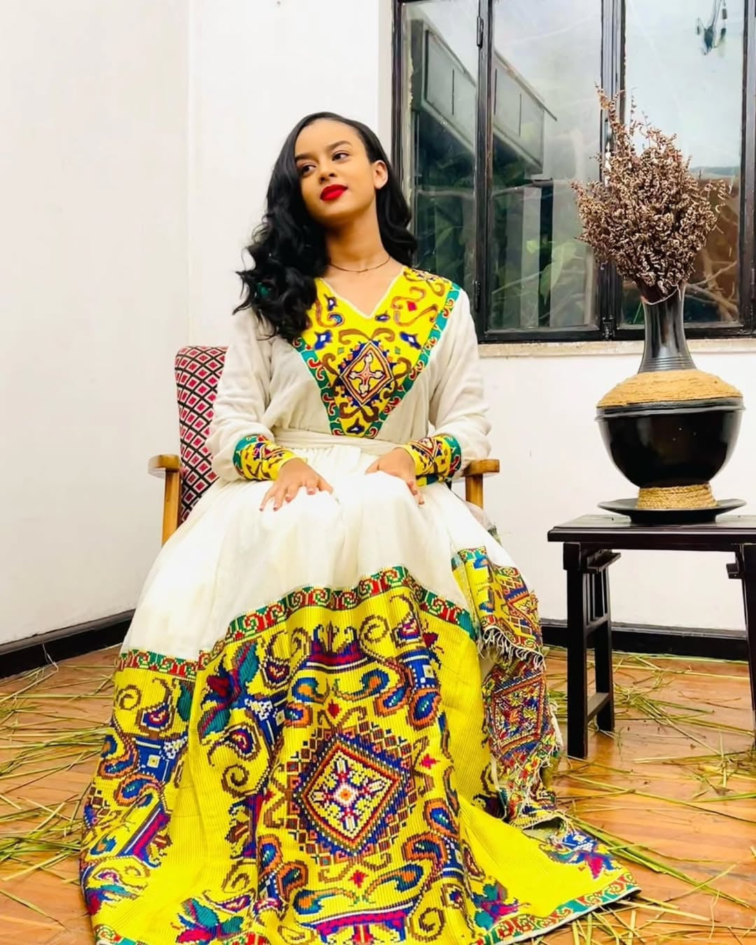 ቢጫ የሐበሻ ቀሚስ  | ዘመናዊ የሐበሻ ልብስ