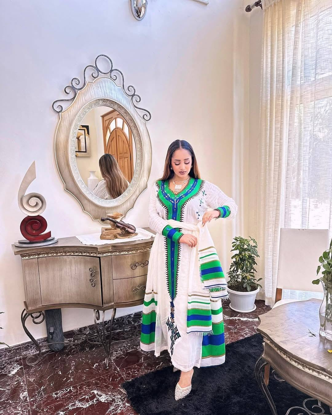 Green Habesha Clothes | Stylish Modern Ethiopian Dress