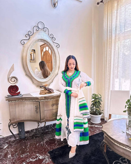 Green Habesha Clothes | Stylish Modern Ethiopian Dress