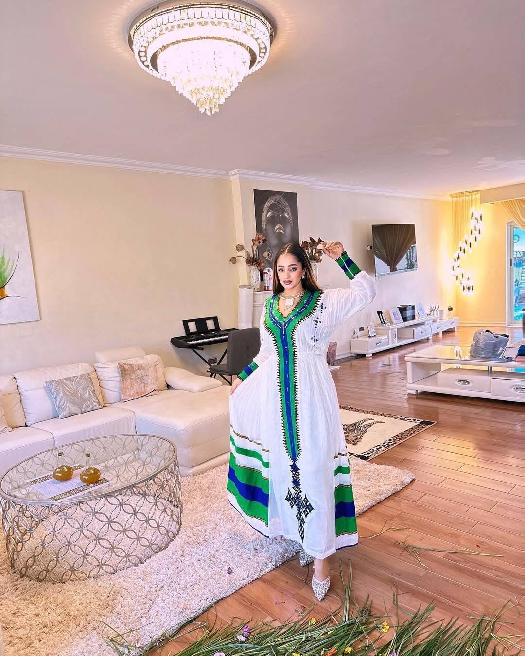 Green Habesha Clothes | Stylish Modern Ethiopian Dress