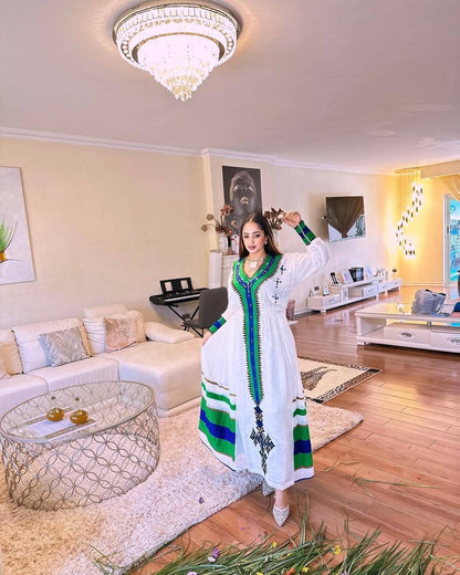 Green Habesha Clothes | Stylish Modern Ethiopian Dress