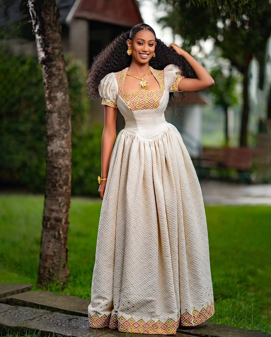 Ivory Habesha Clothes | Classic Ethiopian Dress for Church
