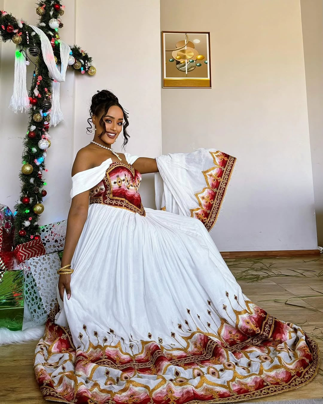 Red Habesha Dress – Traditional Ethiopian Outfit for Brides & Guests