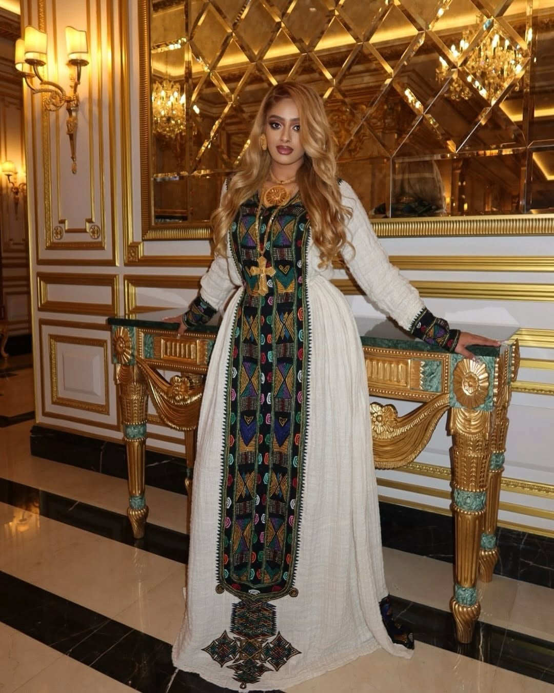 Emerald Green Gondar Fetel – Traditional Ethiopian Wedding Dress