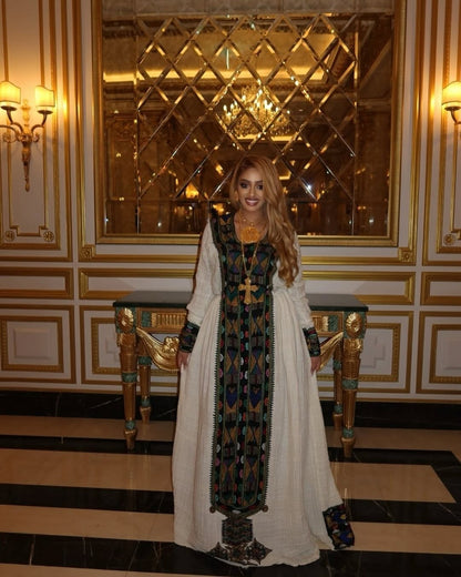 Emerald Green Gondar Fetel – Traditional Ethiopian Wedding Dress