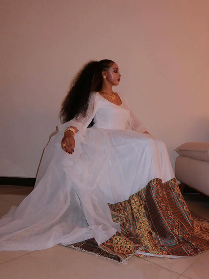 Brown Ethiopian Libs – Elegant Traditional Dress with Soft Structure for Gatherings, Celebrations, and Cultural Occasions