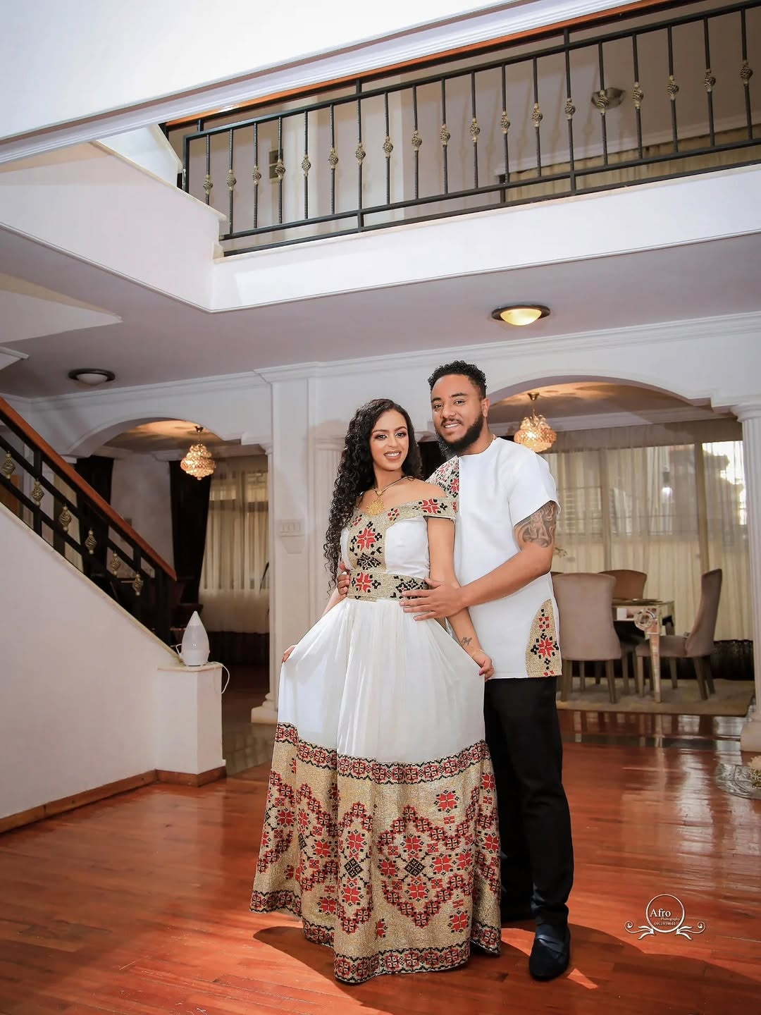 Brown Matching Habesha Couple Set – Coordinated Ethiopian Outfits for Weddings, Cultural Events, and Special Moments
