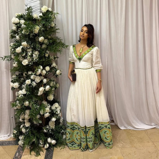 የኢትዮጵያ አረንጓዴ ልብስ | ለልዩ ዝግጅቶች ሐበሻ ቀሚስ