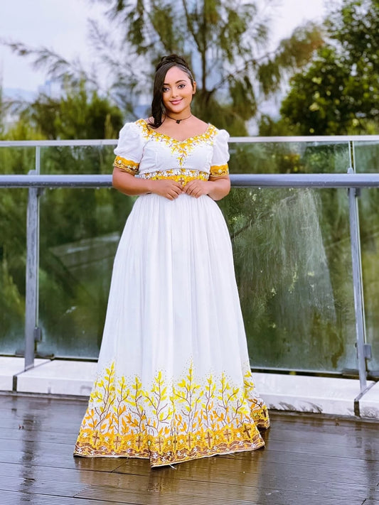 Gold Ethiopian Clothing | Elegant Dress for Special Occasions