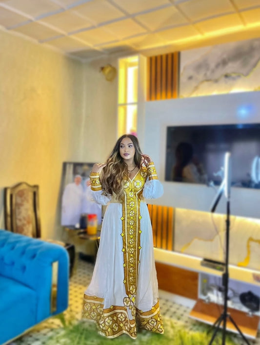The Ethiopian Store | Gold Traditional Habesha Dress for Cultural Events