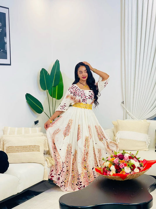 The Ethiopian Store | Red Traditional Habesha Dress for Weddings & Events