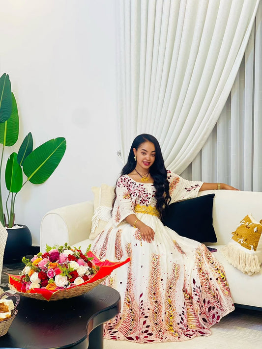 The Ethiopian Store | Red Traditional Habesha Dress for Weddings & Events