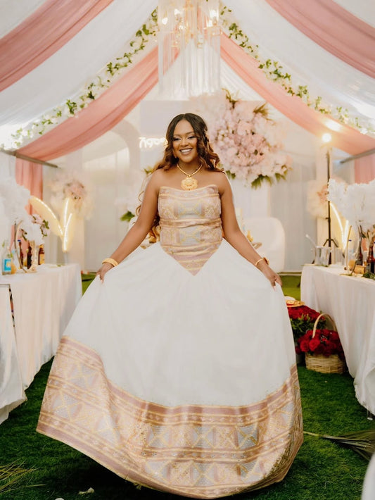 Gold Ethiopian Dress – Luxurious Traditional Outfit for Weddings & Ceremonies