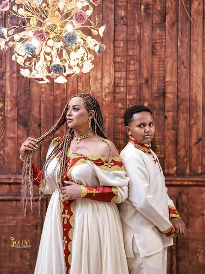 Red Ethiopian Dress – Traditional Habesha Outfit for Weddings, Celebrations, and Cultural Events