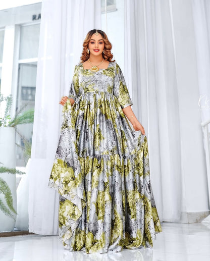 Green Chiffon Habesha Dress – Elegant Ethiopian Chiffon Zuria for Weddings & Celebrations