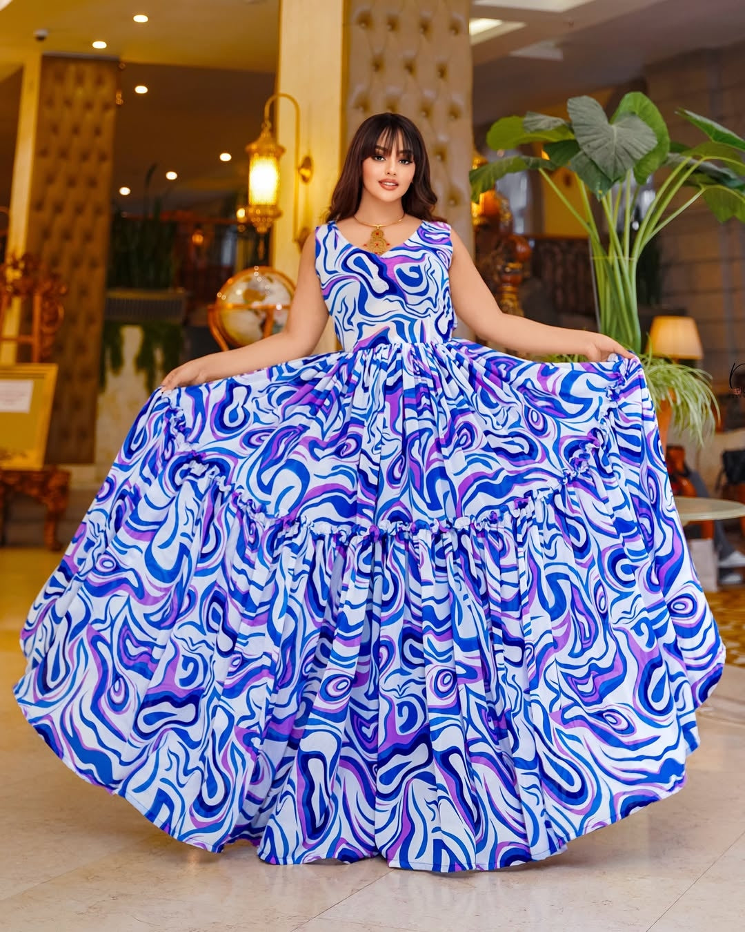Royal Blue Chiffon Zuria – Ethiopian Habesha Kemis for Timkat & Special Occasions with Handmade Tibeb Details