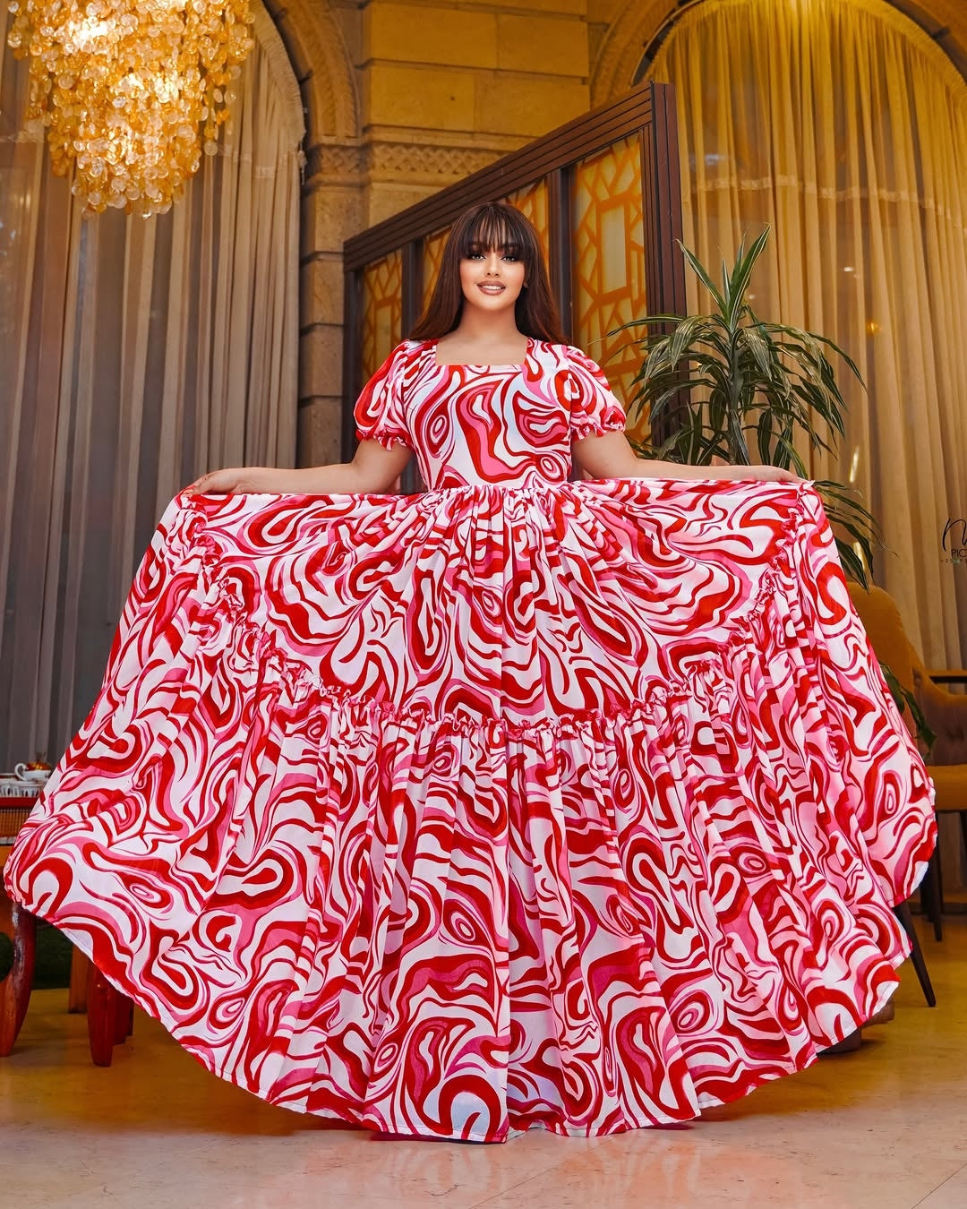 Red Casual Chiffon Habesha Kemis – Lightweight Summer Zuria for Family Gatherings & Everyday Celebrations