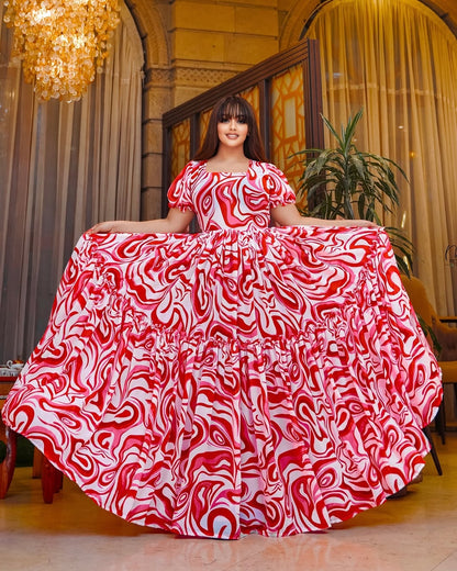 Red Casual Chiffon Habesha Kemis – Lightweight Summer Zuria for Family Gatherings & Everyday Celebrations