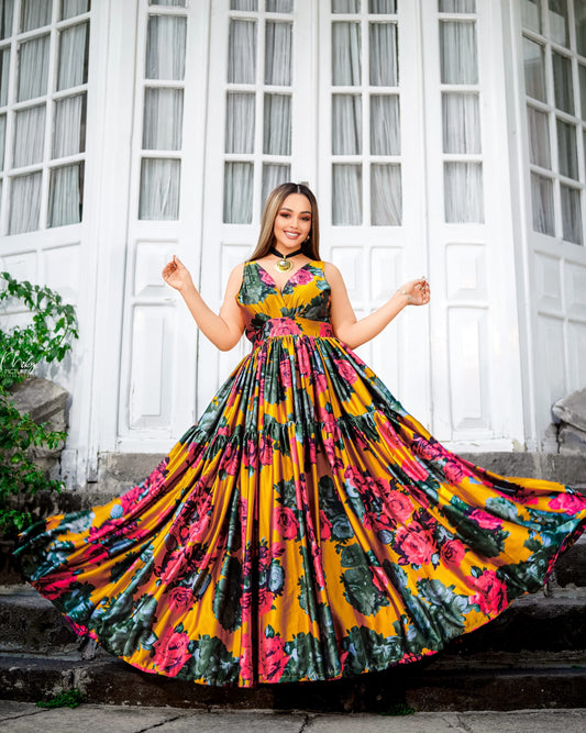 Multicolor Chiffon Habesha Dress Matching Tibeb Family Set for Women