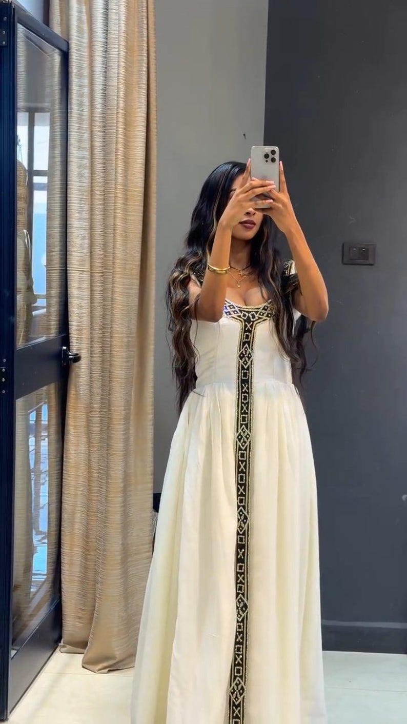Black Habesha Zuria Cotton Blend Contemporary Tibeb for Events