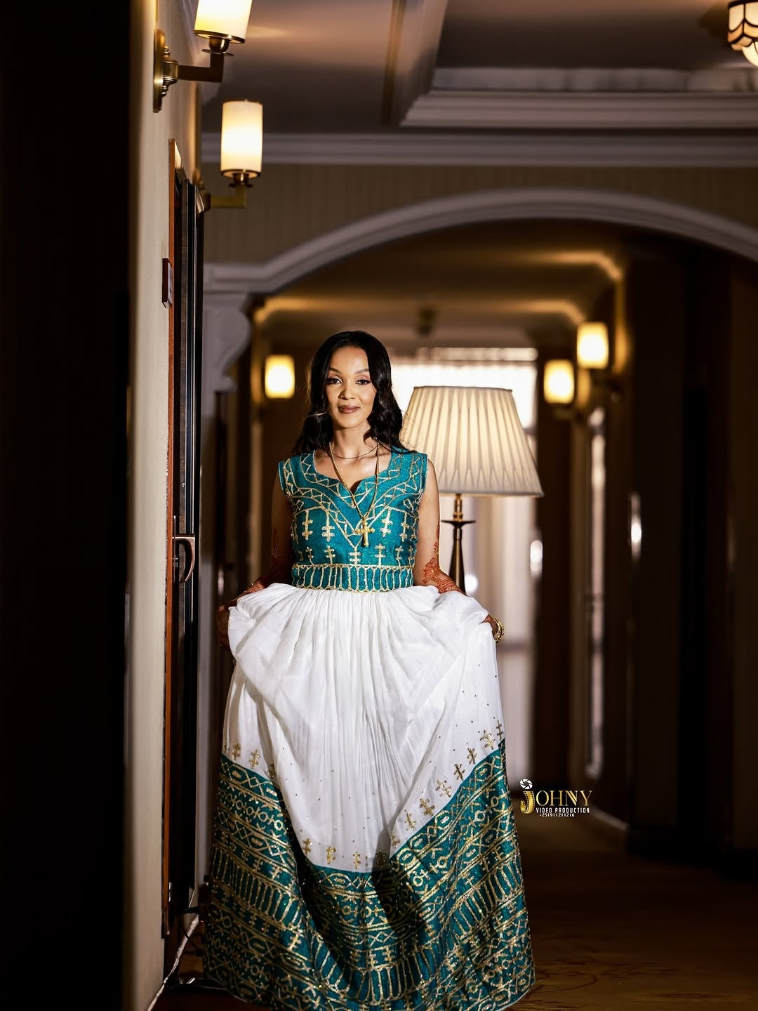 Green Ethiopian Wedding Matching Couple Set – Elegant Habesha Outfit for Bride and Groom for Weddings, Engagement Ceremonies and Cultural Celebrations