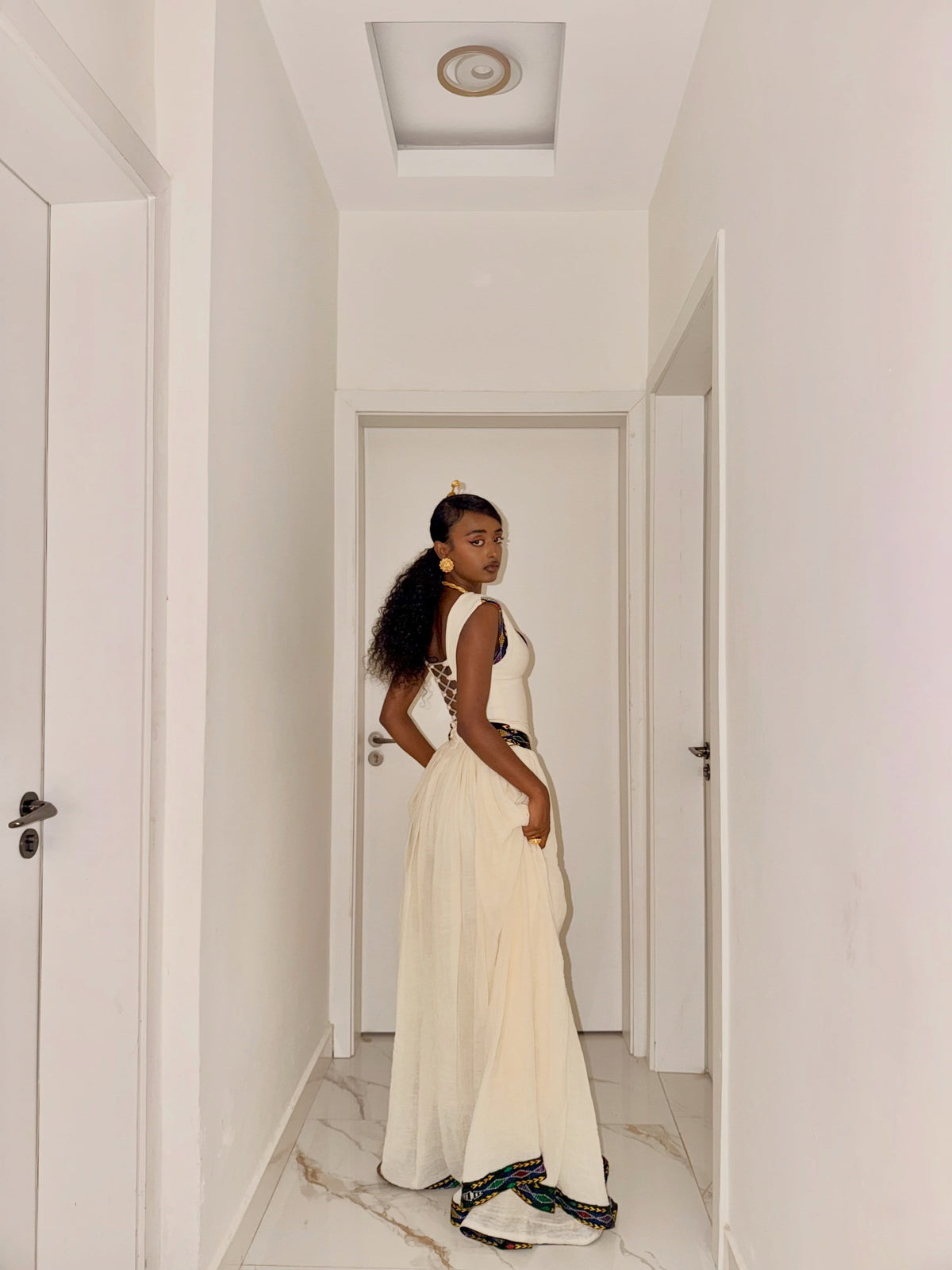 Ethiopia store Collection: White Habesha Dress for Genna Gatherings