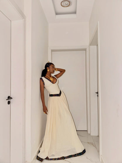 Ethiopia store Collection: White Habesha Dress for Genna Gatherings