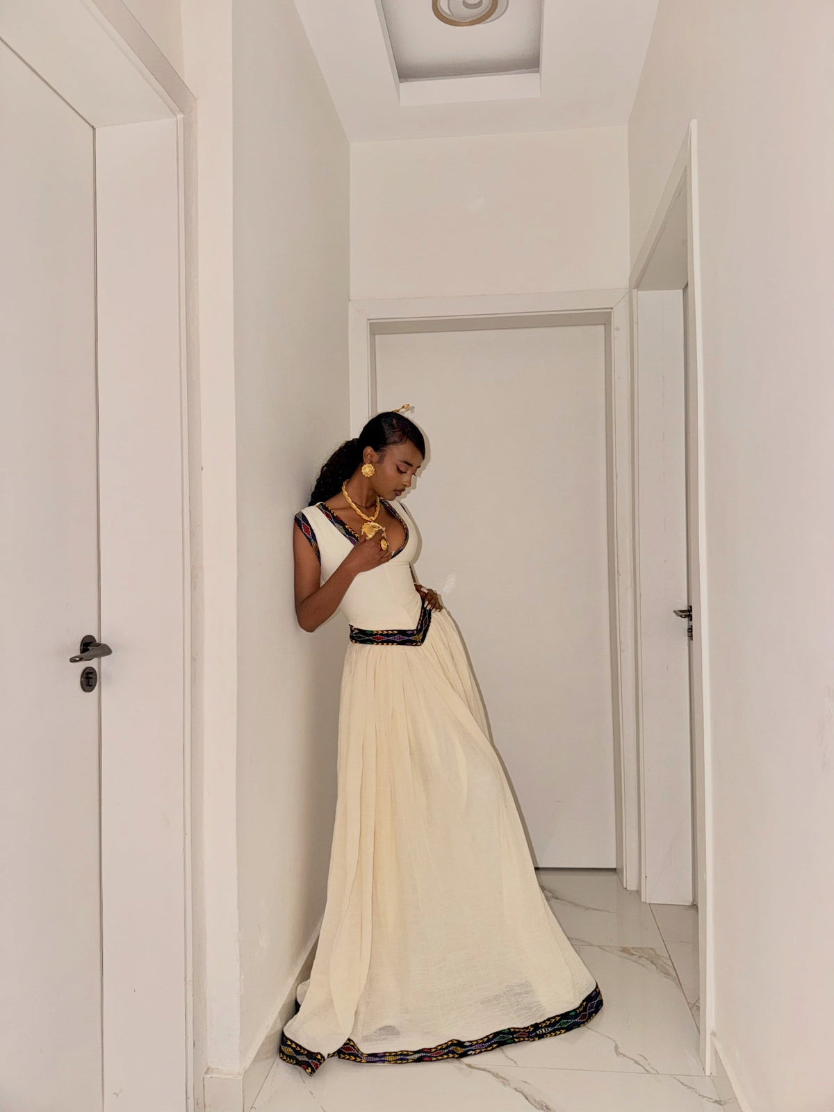 Ethiopia store Collection: White Habesha Dress for Genna Gatherings