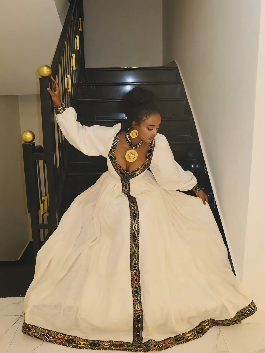 Green Menen Habesha Libs – New Design Ethiopian Traditional Dress for Weddings and Celebrations